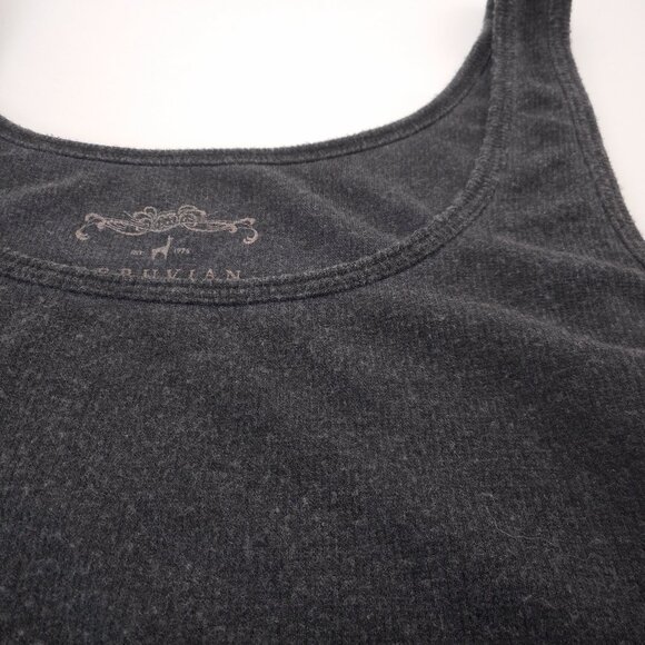 Peruvian Connection Women's L Ribbed Tank Top Pima Cotton Modal Blend Charcoal - Picture 10 of 10